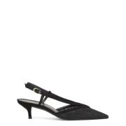 Sprankelende Mesh Slingback Hakken Stuart Weitzman , Black , Dames