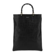 Zwarte leren medium boodschappentas Jil Sander , Black , Dames