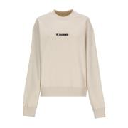 Beige Katoenen Sweatshirt met Contrasterend Logo Jil Sander , Beige , ...