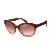 Bruine Ovale Zonnebril met Acetaat Frame Jil Sander , Brown , Dames