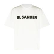 Witte Katoenen T-shirt met Logo Print Jil Sander , White , Dames