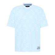 Gebreide Snijverhaal T-Shirt Carlo Colucci , Blue , Heren