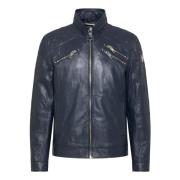 Joker Bikerstijl Leren Jas Carlo Colucci , Blue , Heren