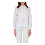 Oversized Button-Up Blouse Closed , White , Dames