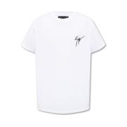 T-shirt met logo Giuseppe Zanotti , White , Heren
