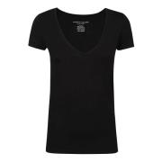 Korte mouwen V-hals T-shirt Majestic Filatures , Black , Dames