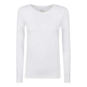 Wit Langemouw Crew Neck T-Shirt Majestic Filatures , White , Dames