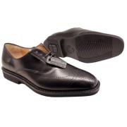 Handgemaakte Zwarte Leren Herenschoenen Mephisto , Black , Heren