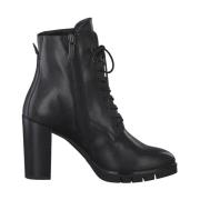 Zwarte Leren Enkellaarzen Tamaris , Black , Dames