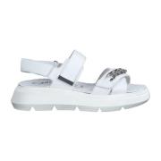 Witte Leren Platte Sandalen Tamaris , White , Dames