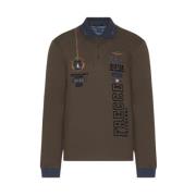 Bruine Sweaters met Elaborate Borduursels en Prints Aeronautica Milita...