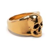 Gouden Skull Signet Ring voor Heren Alexander McQueen , Yellow , Heren