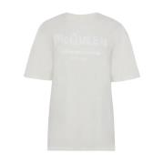 Graffiti Logo Print Crewneck Tee Alexander McQueen , White , Dames