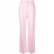 Wijde broek met hoge taille van wol Alexander McQueen , Pink , Dames