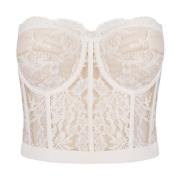 Ivoorwitte Bloemenkant Bustier Top Alexander McQueen , White , Dames