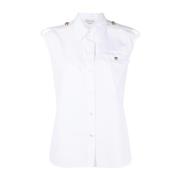 Witte Militair-geïnspireerde Mouwloze Shirt Alexander McQueen , White ...