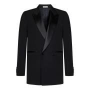 Luxe Zwarte Dubbelrij Tuxedo Blazer Alexander McQueen , Black , Heren