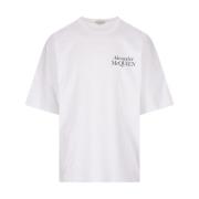 Witte Logo Oversize T-shirt voor Heren Alexander McQueen , White , Her...