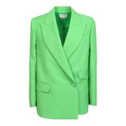 Groene double-breasted jas met peak revers Alexander McQueen , Green ,...