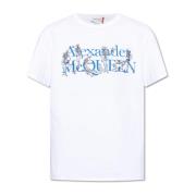 Bedrukt T-shirt Alexander McQueen , White , Heren