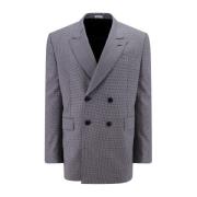 Zwarte Wollen Blazer met Peak Revers Alexander McQueen , Gray , Heren