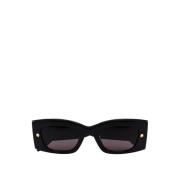 Zwarte Rechthoekige Zonnebril Aw23 Alexander McQueen , Black , Dames