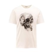 Iconische print katoenen T-shirt Alexander McQueen , White , Heren