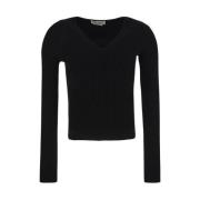 Geribbelde Gebreide Top Alexander McQueen , Black , Dames