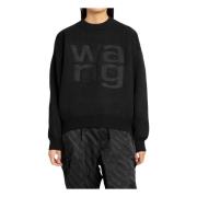 Zwarte Debossed Logo Trui Alexander Wang , Black , Dames