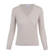 V-hals gebreide kleding Allude , Beige , Dames