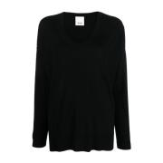 V Sweater Allude , Black , Dames