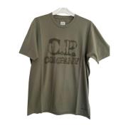 Khaki Kleur Ronde Hals T-Shirt voor Heren C.p. Company , Green , Heren