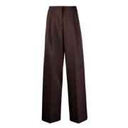 Wijde pijp wollen gabardine broek Golden Goose , Brown , Dames