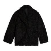 Shearling Blazer met Asymmetrische Plooi Axel Arigato , Black , Dames