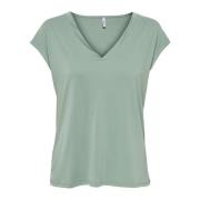 Groene V-Hals Dames T-Shirt Only , Green , Dames