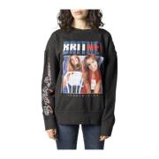 Katoenen Hoodless Sweatshirt voor Vrouwen Tommy Jeans , Black , Dames