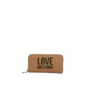 Ruime portemonnee met ritssluiting en goudkleurig logo Love Moschino ,...