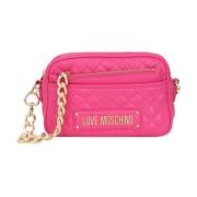 Gewatteerde PU Cross Body Tas Love Moschino , Pink , Dames