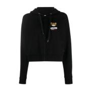 Zwarte Zip Sweater voor Dames Love Moschino , Black , Dames