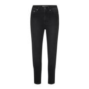 Slim Fit Jeans in Gewassen Zwart Gestuz , Black , Dames