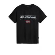 Korte mouw T-shirt voor mannen Napapijri , Black , Heren