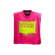 Fuchsia Mouwloze Top met Schoudervullingen Versace Jeans Couture , Pin...