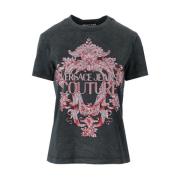 Barok Grijs Roze T-Shirt voor Dames Versace Jeans Couture , Gray , Dam...