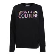 Zwart Sweatshirt met Reliëflogo Versace Jeans Couture , Black , Dames
