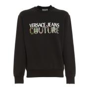 Logo Bedrukte Sweatshirt Versace Jeans Couture , Black , Heren