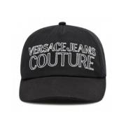 Zwarte Unisex Pet met Geborduurd Logo Versace Jeans Couture , Black , ...