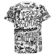 Graffiti Print Slim Fit T-Shirt Versace Jeans Couture , White , Heren