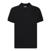 Zwart Logo-Tape Polo Shirt Versace Jeans Couture , Black , Heren