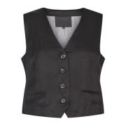 Zwarte Damesvest - Stijlvol en Comfortabel Levete Room , Black , Dames