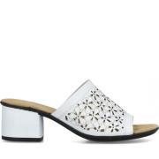 Witte Leren Hakken Mules Rieker , White , Dames